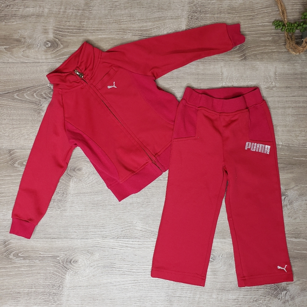 Puma jogger 2 peice set 24 months red and silver